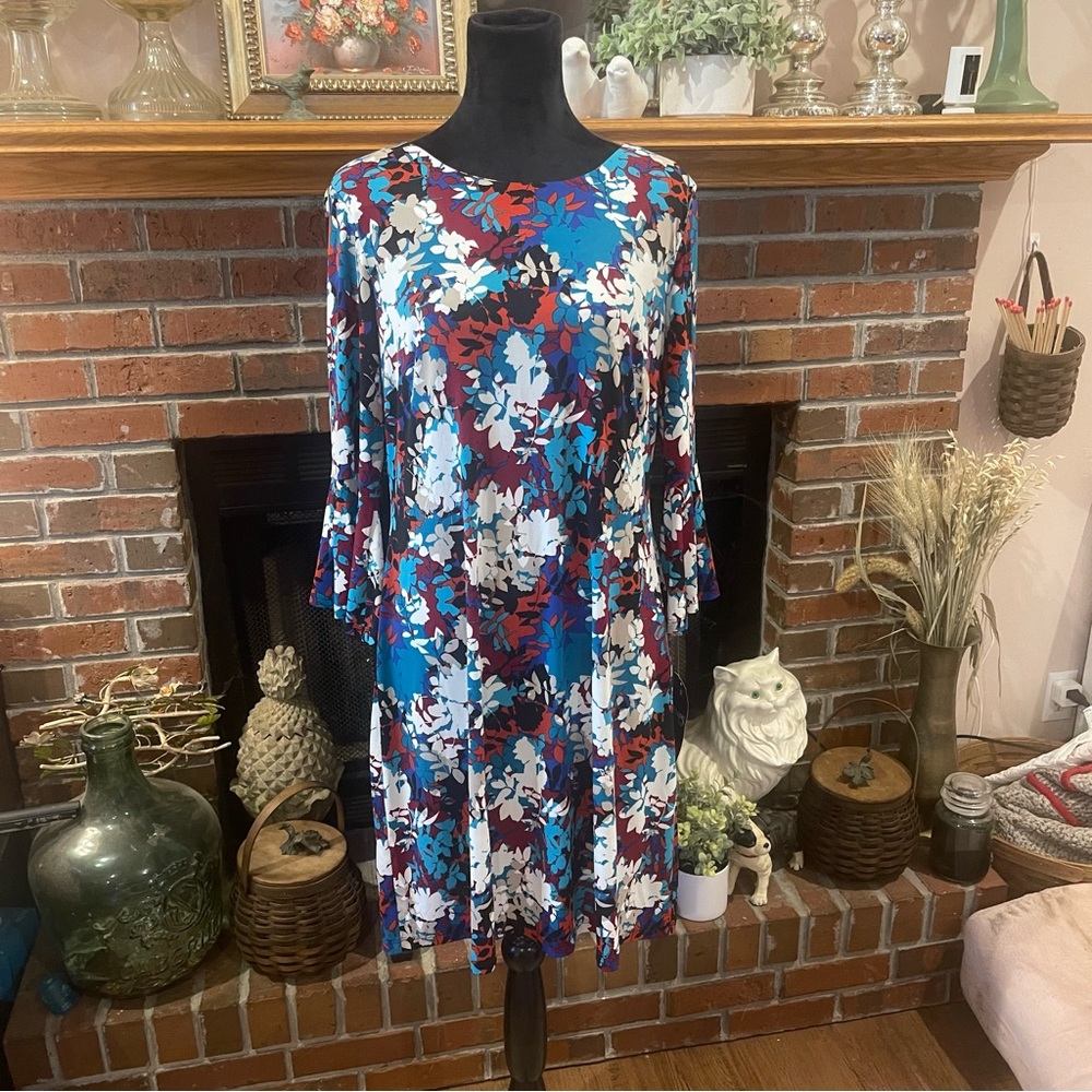 Chaps 3/4 sleeve shift dress - size 12 - NWT
